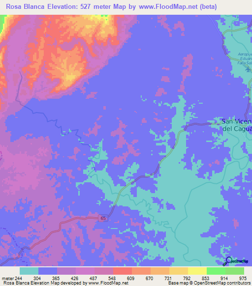 Rosa Blanca,Colombia Elevation Map