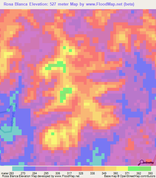 Rosa Blanca,Colombia Elevation Map