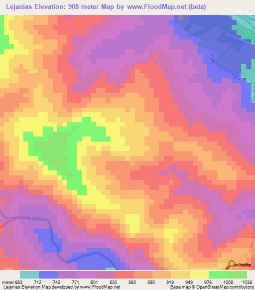 Lejanias,Colombia Elevation Map