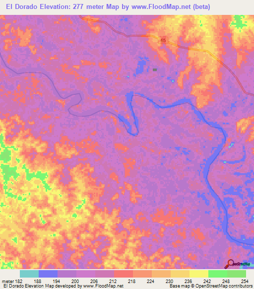 El Dorado,Colombia Elevation Map