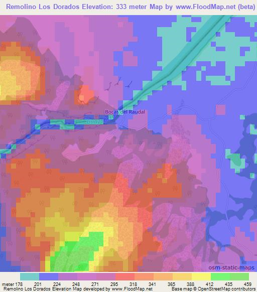 Remolino Los Dorados,Colombia Elevation Map