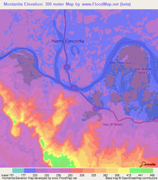 Montanita,Colombia Elevation Map