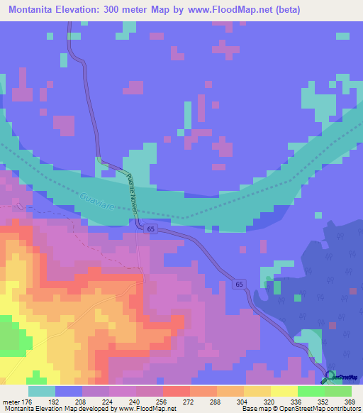 Montanita,Colombia Elevation Map