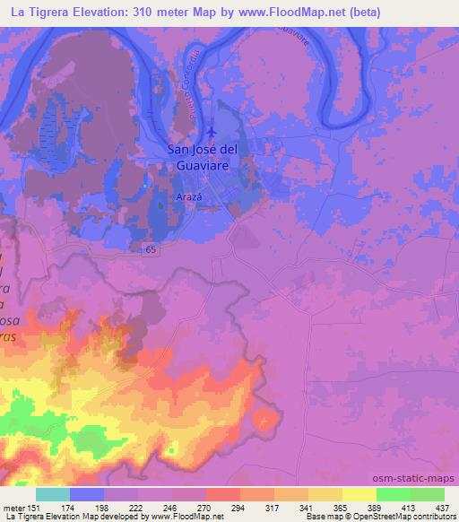 La Tigrera,Colombia Elevation Map