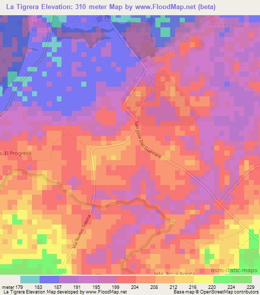 La Tigrera,Colombia Elevation Map