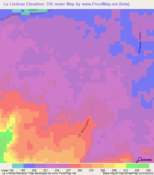 La Lindosa,Colombia Elevation Map