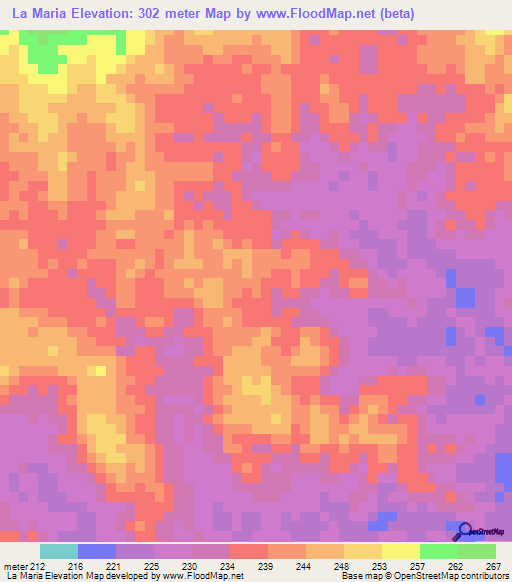 La Maria,Colombia Elevation Map