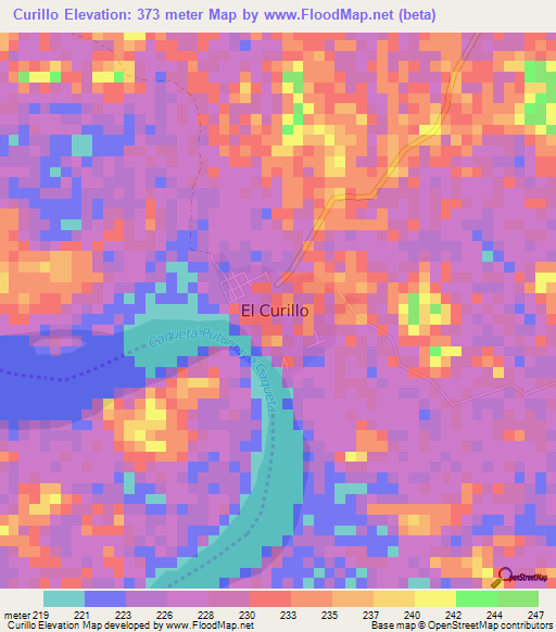 Curillo,Colombia Elevation Map