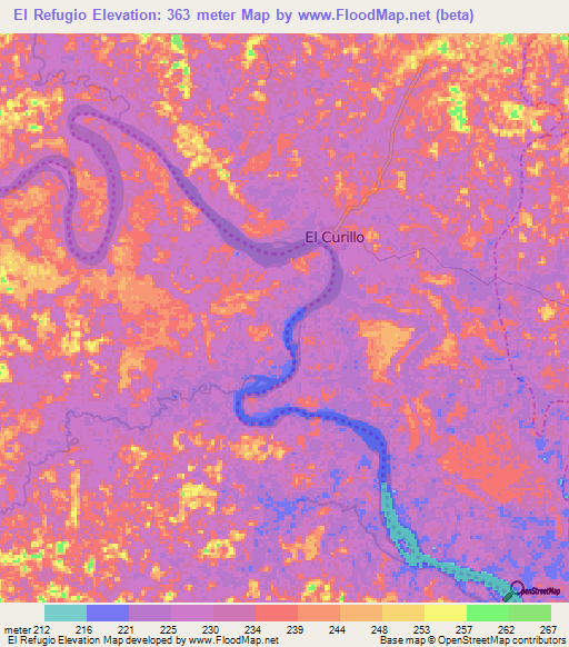 El Refugio,Colombia Elevation Map