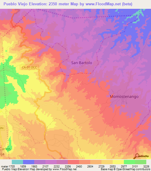 Pueblo Viejo,Guatemala Elevation Map