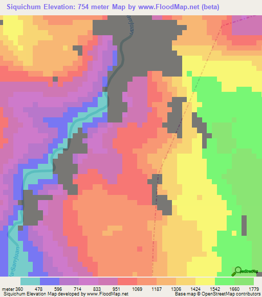 Siquichum,Guatemala Elevation Map