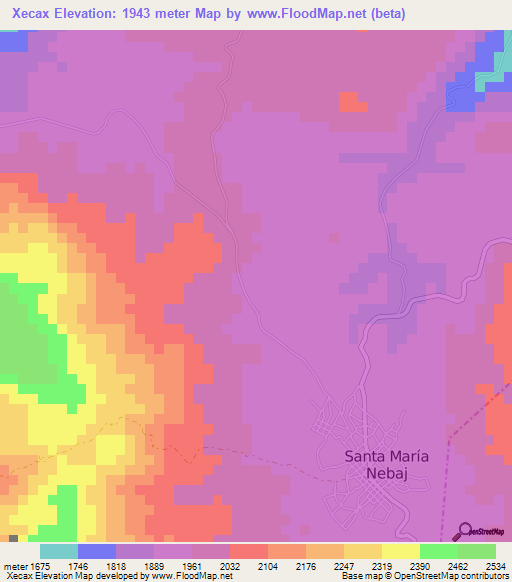 Xecax,Guatemala Elevation Map