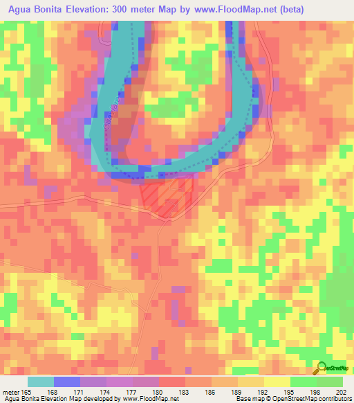 Agua Bonita,Colombia Elevation Map