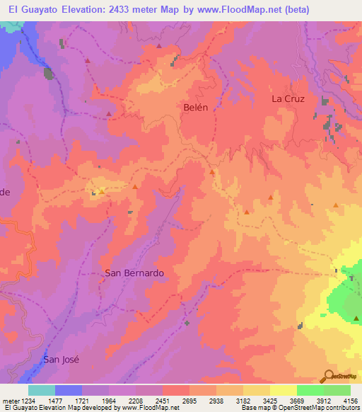 El Guayato,Colombia Elevation Map