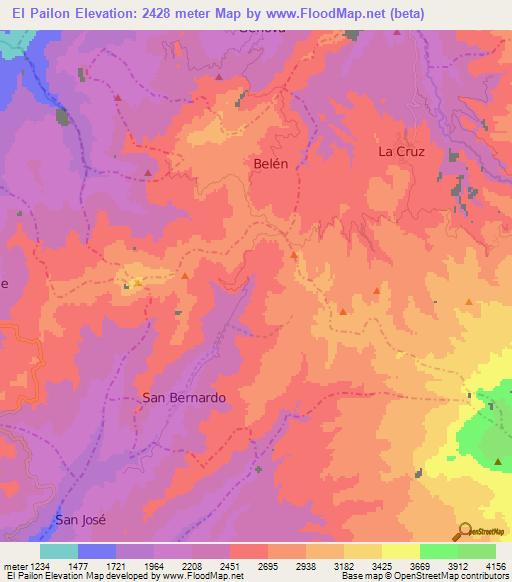 El Pailon,Colombia Elevation Map