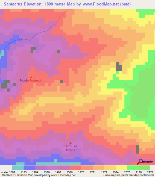 Santacruz,Colombia Elevation Map