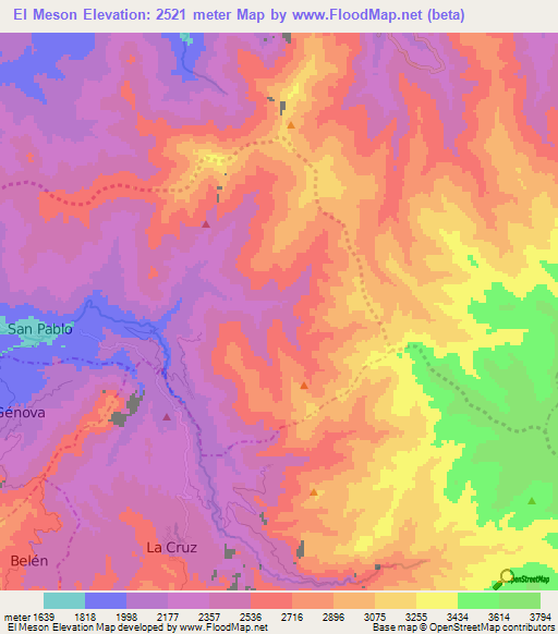 El Meson,Colombia Elevation Map