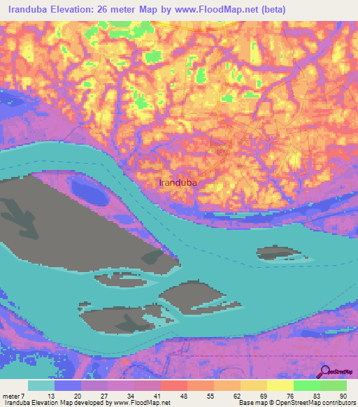 Iranduba,Brazil Elevation Map