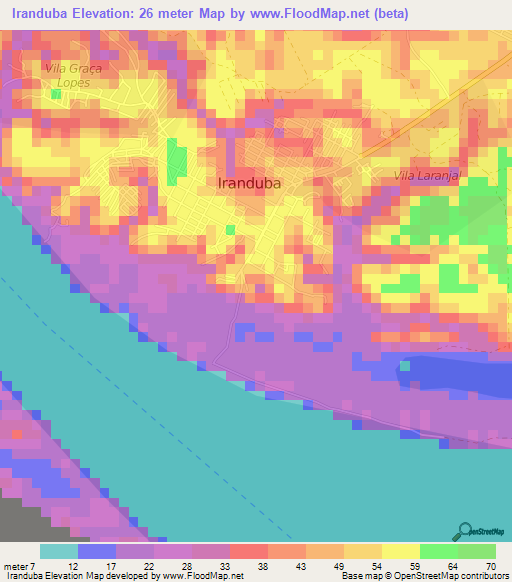 Iranduba,Brazil Elevation Map