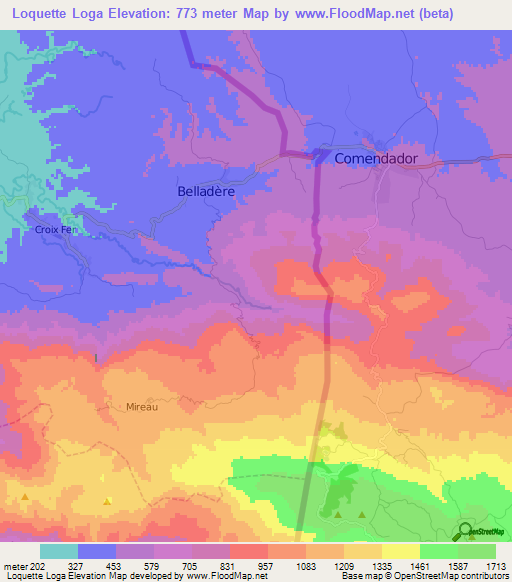 Loquette Loga,Haiti Elevation Map