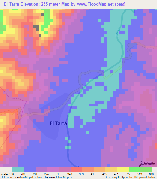 El Tarra,Colombia Elevation Map