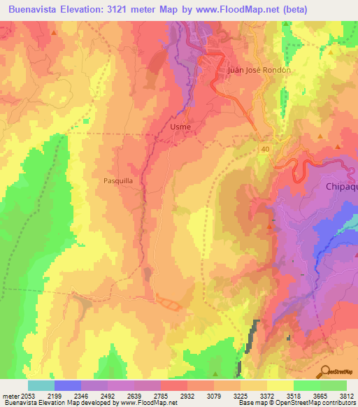 Buenavista,Colombia Elevation Map