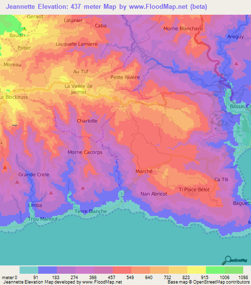 Jeannette,Haiti Elevation Map