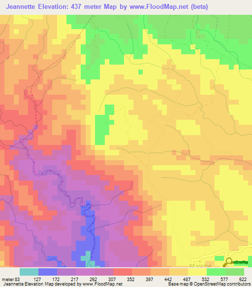 Jeannette,Haiti Elevation Map