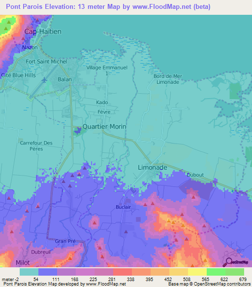 Pont Parois,Haiti Elevation Map