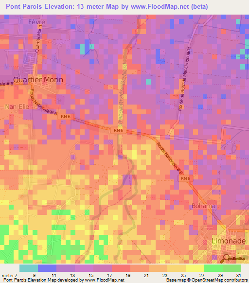 Pont Parois,Haiti Elevation Map