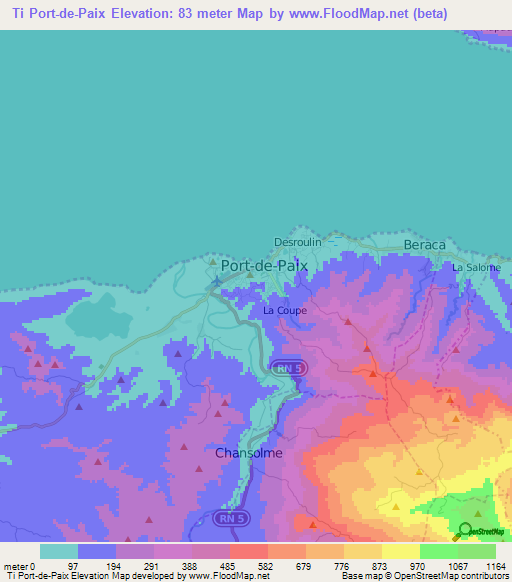 Ti Port-de-Paix,Haiti Elevation Map