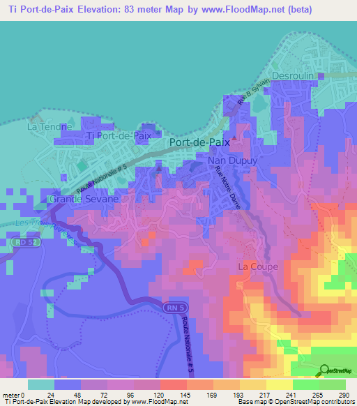 Ti Port-de-Paix,Haiti Elevation Map