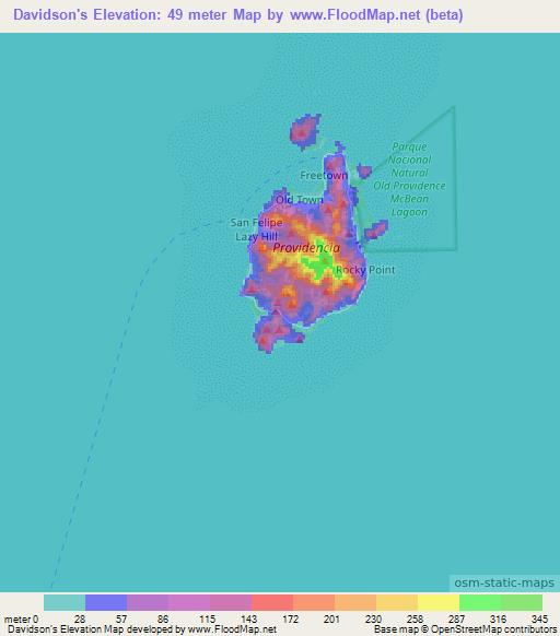 Davidson's,Colombia Elevation Map