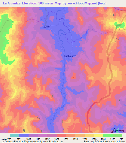 La Guantza,Ecuador Elevation Map