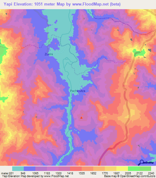 Yapi,Ecuador Elevation Map