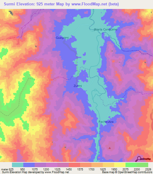 Surmi,Ecuador Elevation Map