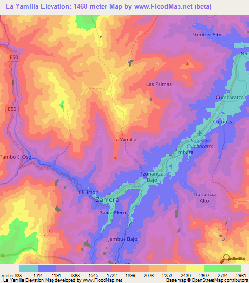 La Yamilla,Ecuador Elevation Map