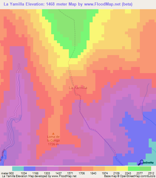 La Yamilla,Ecuador Elevation Map