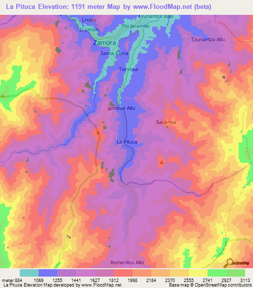 La Pituca,Ecuador Elevation Map