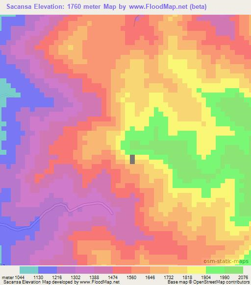 Sacansa,Ecuador Elevation Map