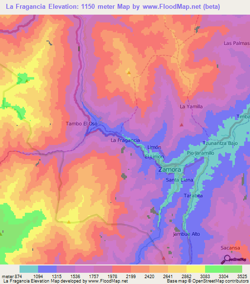 La Fragancia,Ecuador Elevation Map