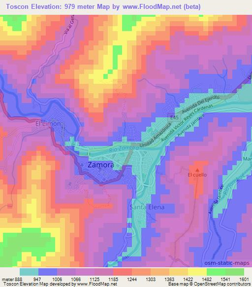 Toscon,Ecuador Elevation Map