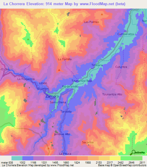 La Chorrera,Ecuador Elevation Map