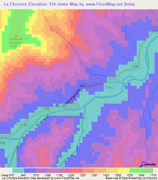 La Chorrera,Ecuador Elevation Map