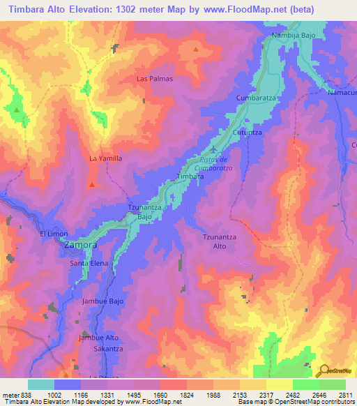 Timbara Alto,Ecuador Elevation Map