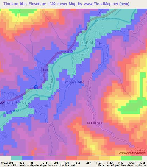 Timbara Alto,Ecuador Elevation Map