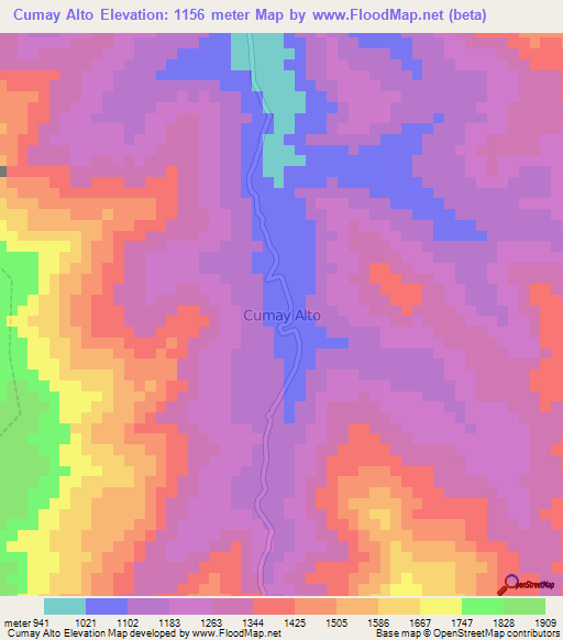 Cumay Alto,Ecuador Elevation Map