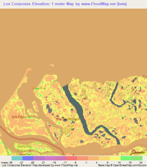 Los Corazones,Ecuador Elevation Map