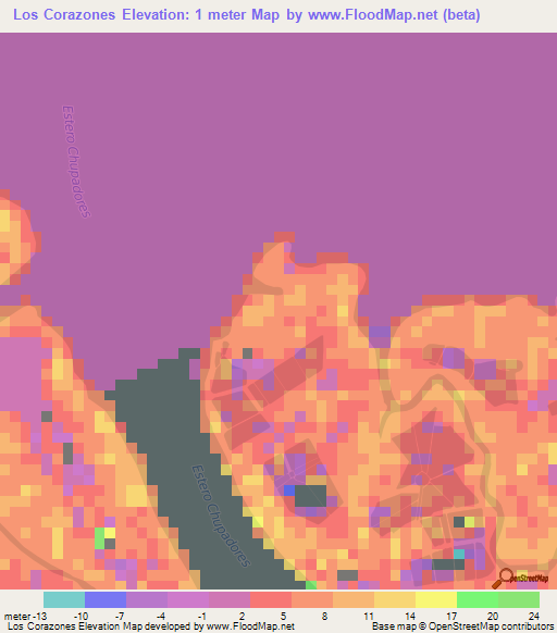 Los Corazones,Ecuador Elevation Map