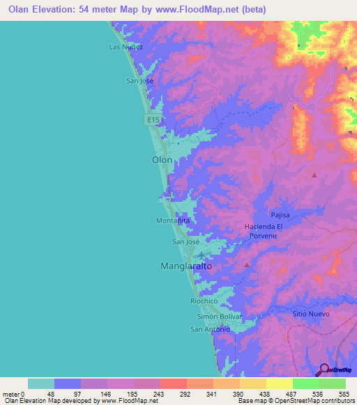 Olan,Ecuador Elevation Map